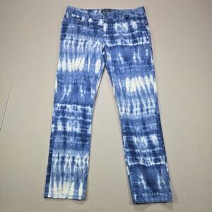Lauren Jeans Co Ralph‎ Lauren LRL Tie Dye Blue White Denim Pants Women Size 8